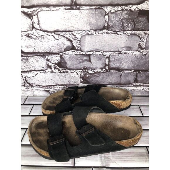 Birkenstock Arizona Black Suede Leather Cork Slides Sandals Women Sz 36EU/5M US - Picture 5 of 15